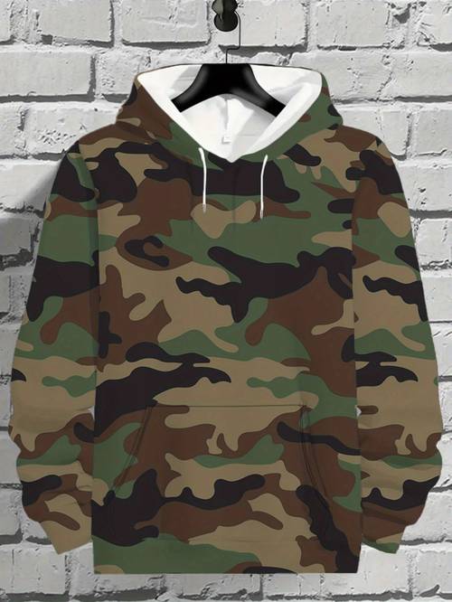 photo de l'article pull à capuche pour homme - sweat à capuche décontracté pour automne et hiver, lavable en machine, idéal pour les et - coupe , motif imprimé numérique, confortable et stylé