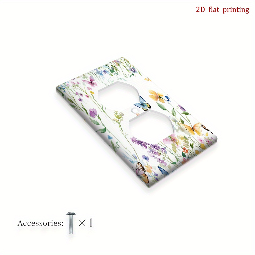 TEMU 1pc Modern Flower Switch Plate Cover - 2d Flat Panel Wall Plate With Elegant, Compatible For Switches & Outlets, Decorative Panel For Living