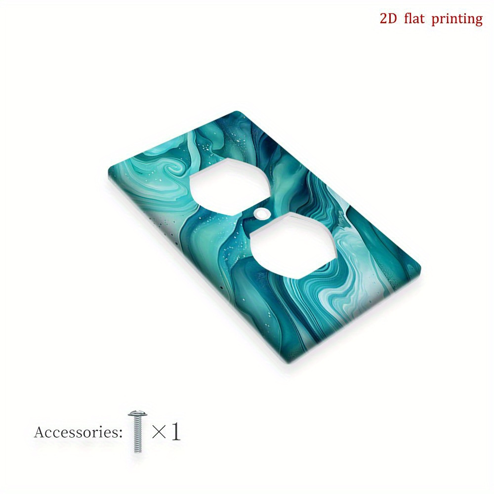 TEMU 1pc Teal Abstract Switch Plate Cover - Modern Marble Texture Light Switch Plate, Marble Outlet Cover For Single/double Rocker, -on Installation
