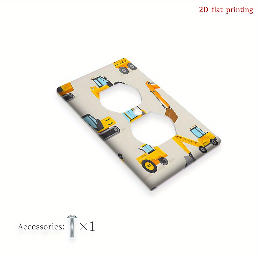 TEMU 1pc Construction Vehicle Light Switch Cover Compatible For Rooms, Bedrooms & Playrooms - Heavy Themed (excavator, Dump, Bulldozer) - Snap-