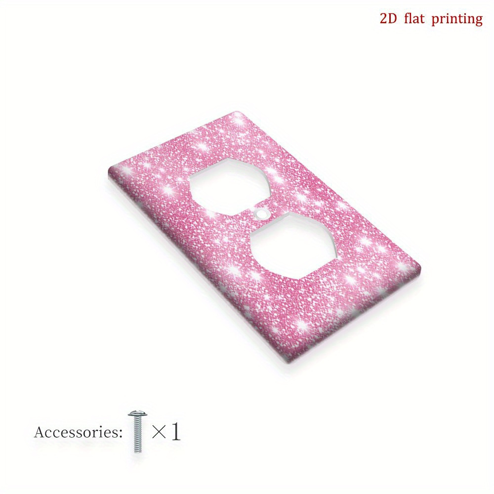 TEMU 1pc [2d Flat Printing] Pink Sparkling Starry Texture Decorative Wall Plate Switch Cover, No Wiring Required, For Home Kitchen And Bathroom Decor