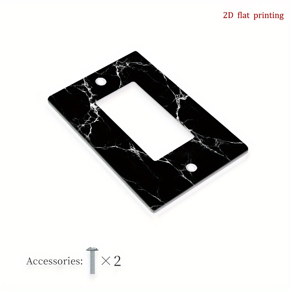 TEMU 1 pièce Plaque de Couverture en Marbre Veiné Compatible pour Interrupteur Simple/Double & Plaques à - Marbre Noir Élégant, Installation Facile