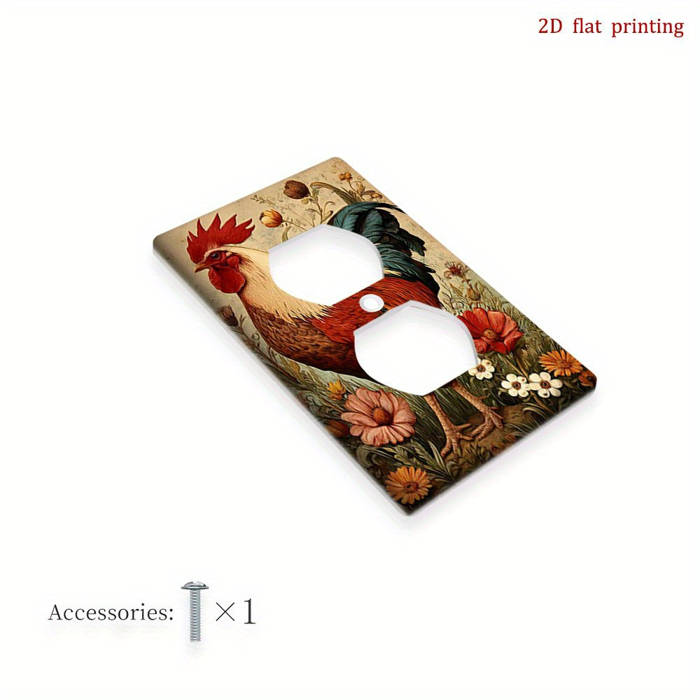 2D Flat Printing Rooster Flower Grass Light Switch Cover Kit