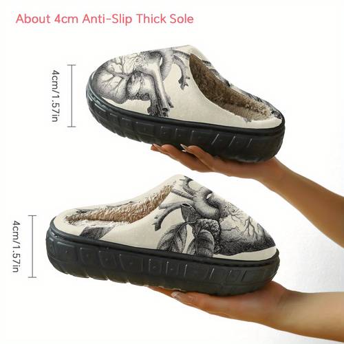 1 pair anatomical heart with leaves designed home slippers fashionable height increasing slippers with non slip 4cm thick sole high quality elevator slippers with plush interior for women men indoor outdoor ideal for gift women shoes