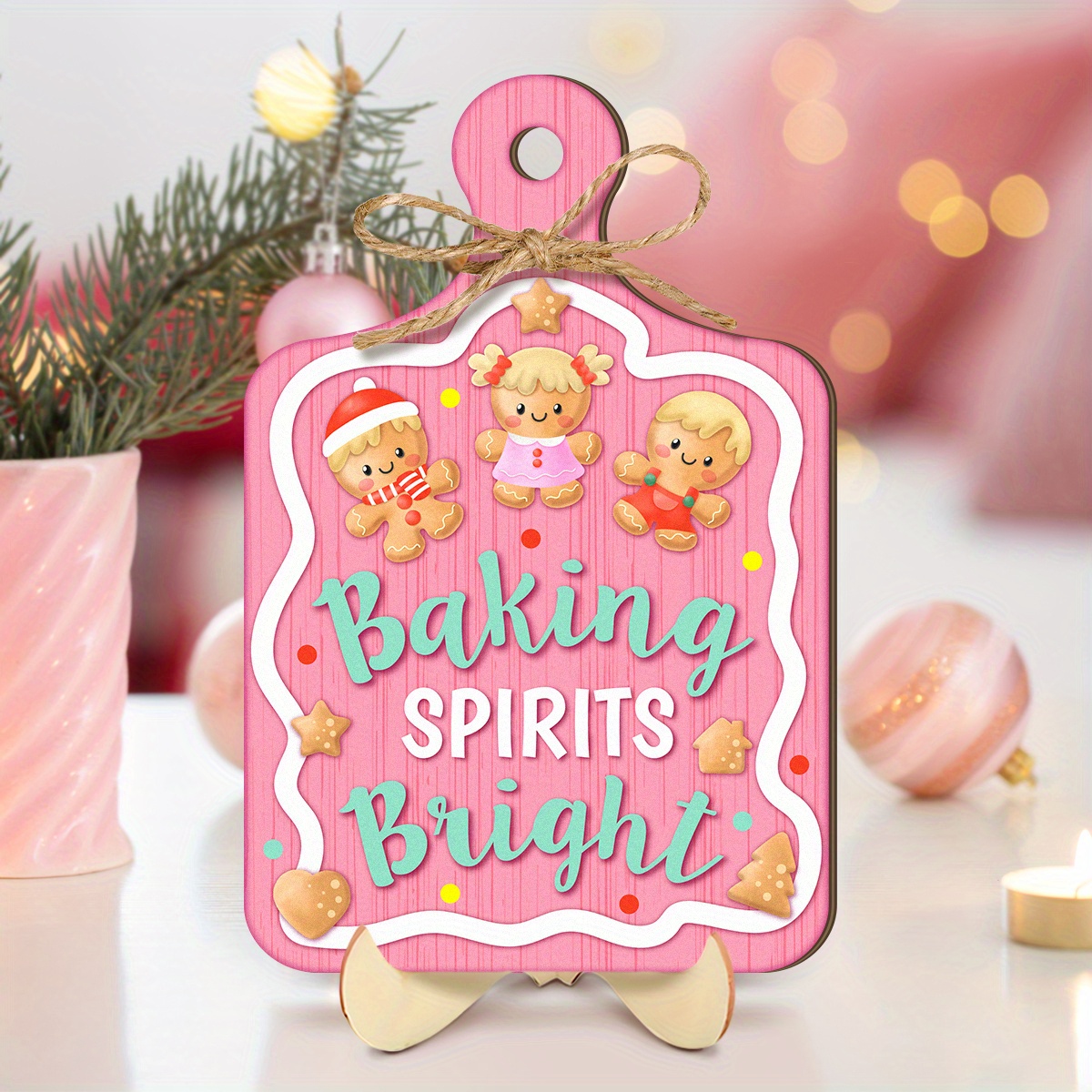 TEMU 2d Flat - 1pc 2d Flat Decorative Signs For Christmas, Wooden Tabletop Signs Suitable For Farmhouse-style For Home Decor, Perfect For
