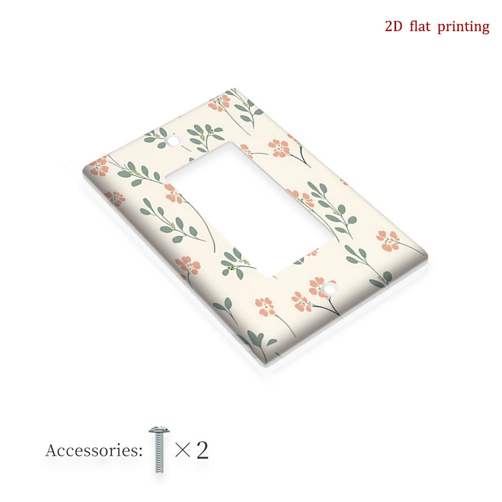 TEMU Cache-interrupteur 1 pièce [Impression 2D à plat] et feuille verte, décoratif, pour décoration intérieure, installation facile, 2D à plat