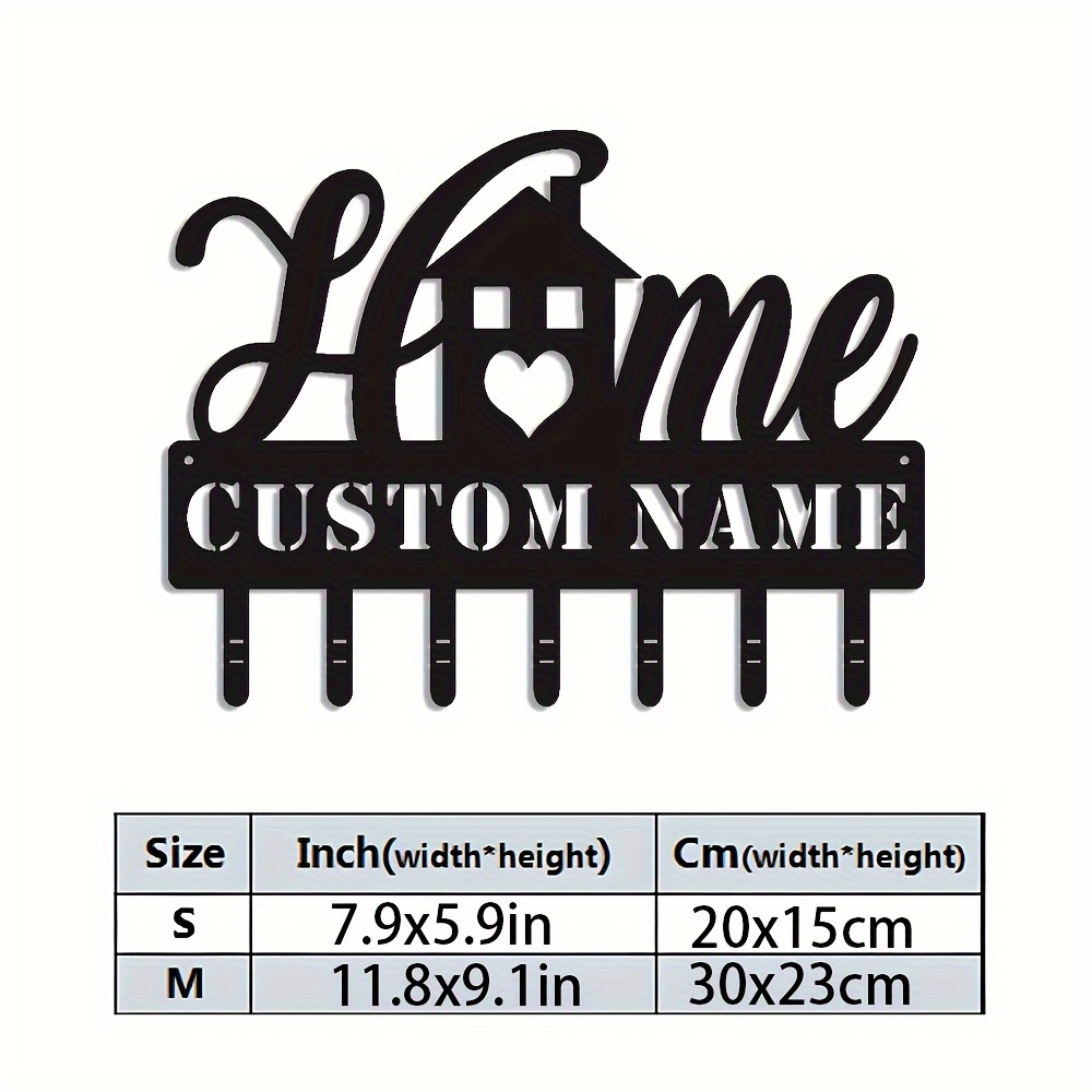 TEMU A Customizable Metal Key Holder Featuring A 'home' And - A Personalized Wall-mounted Organizer For Keys, , And Gifts - Contemporary Home Decor,