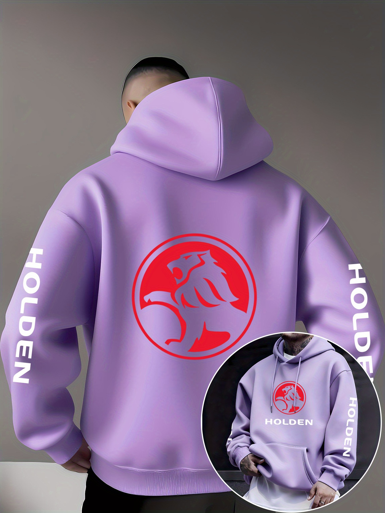 mens   hooded sweatshirt for autumn and winter featuring a casual drawstring design with stylish print patterns   kangaroo pocket suitable as a gift
