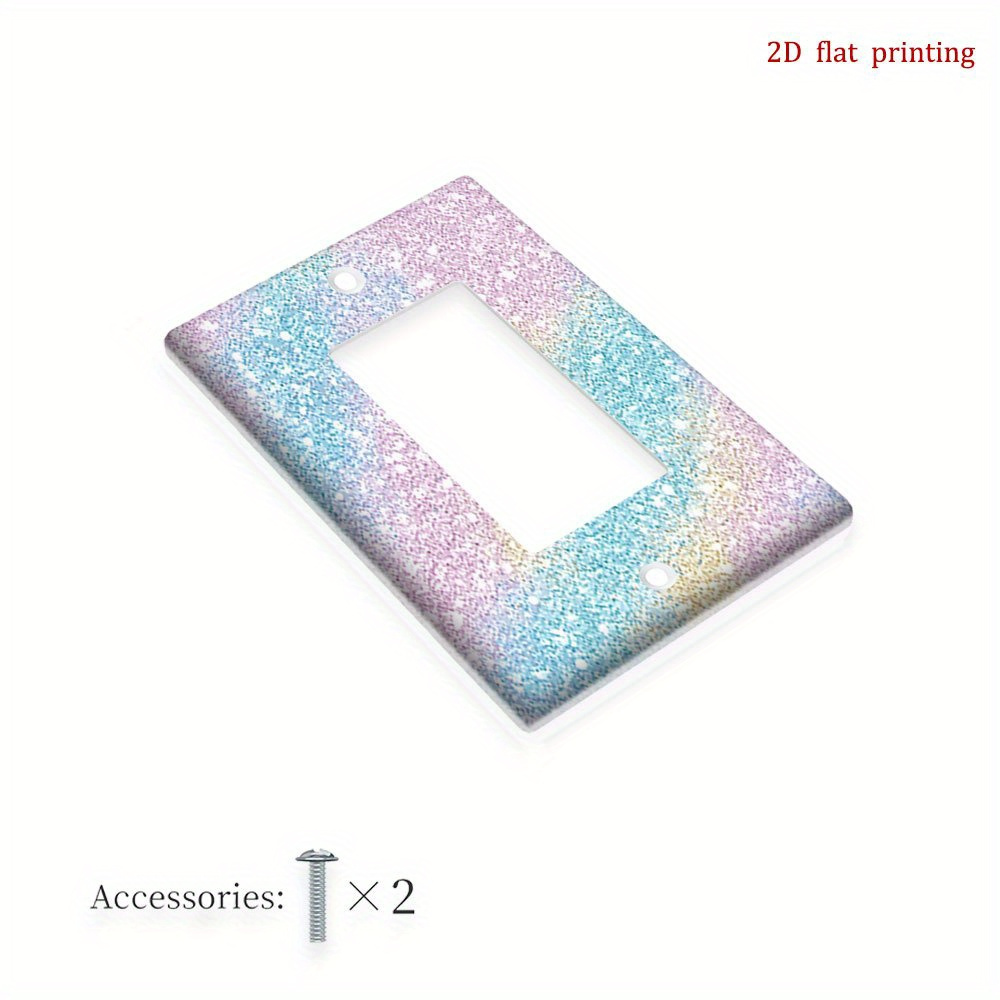 TEMU 1pc [Impression Plate 2D] Couvercle d'interrupteur rétro à texture colorée et pailletée pastel, couvercles de plaque d'interrupteur décoratifs,