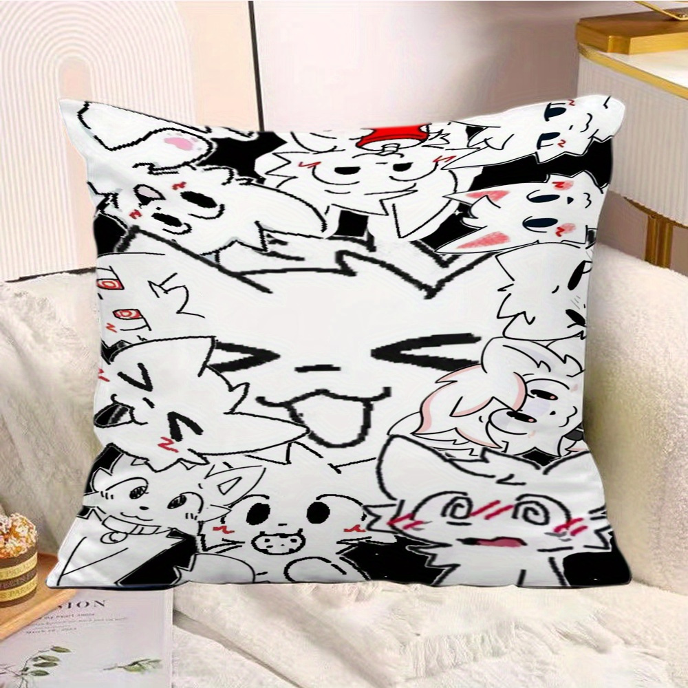 TEMU 1pc 1pcs Cute B-boykisser Printed Pillowcase Suitable For Sofa Bed Chair Cushion Cover, Short Plush Fabric With Hidden Zipper, Double-sided B-