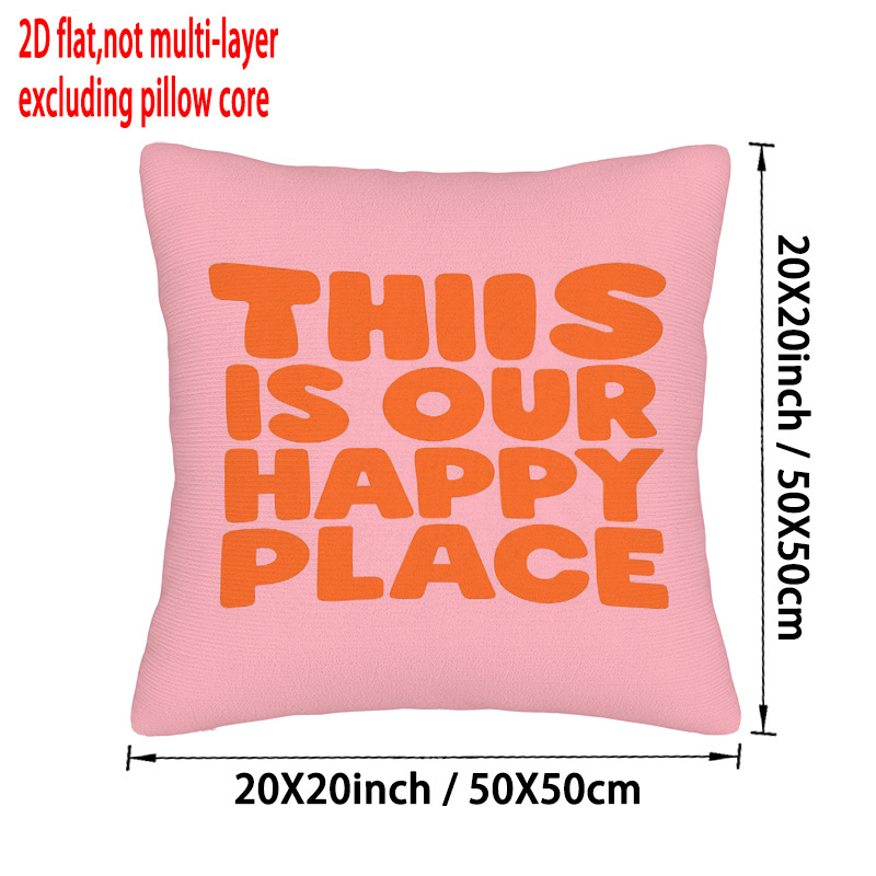 E-shop 2D Flat - 45x45 cm (18x18 Zoll) Kissenbezug mit rosa Hintergrund und orangefarbenen Schriftzügen, für Wohnzimmer, Betten, Sofas und Couches.