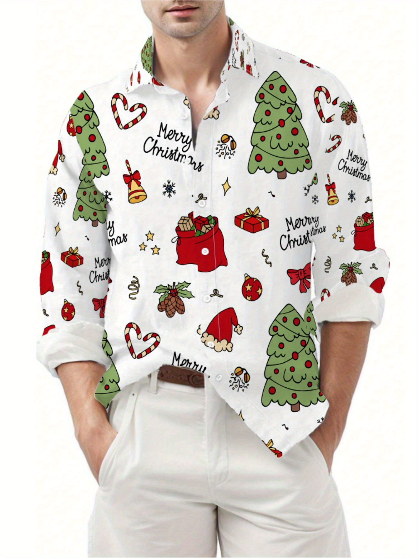 christmas dress shirt Festivity Green | For men Machine washable. Christmas Icons Red Men's Shirt Chic and feminine,