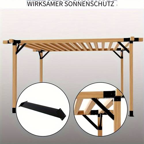 Artikelbild pavillon-stützhalterung stützstangen-set – holzpfosten dreieckiger außenschutz über kopf mit hardware-halterungszubehör