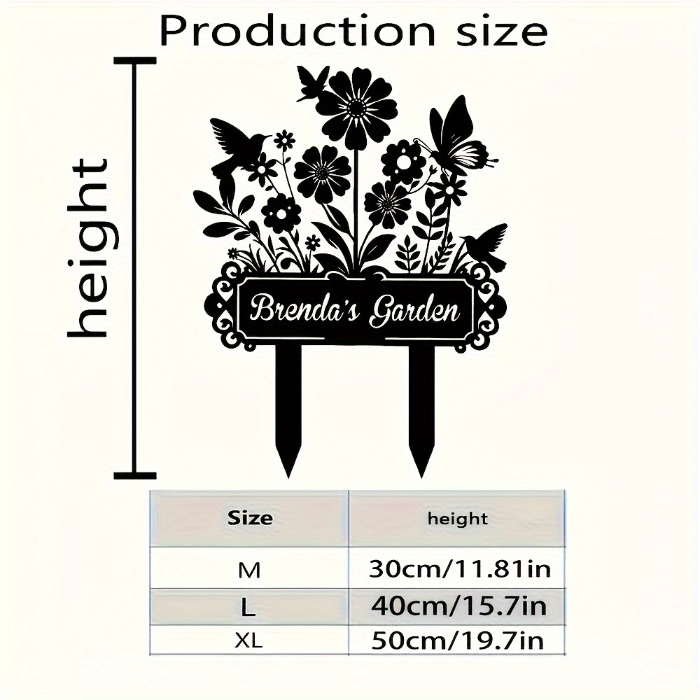 TEMU 1 piquet de jardin en métal personnalisé - Papillon personnalisé et design de police , étiquette nominative d'extérieur durable adaptée aux