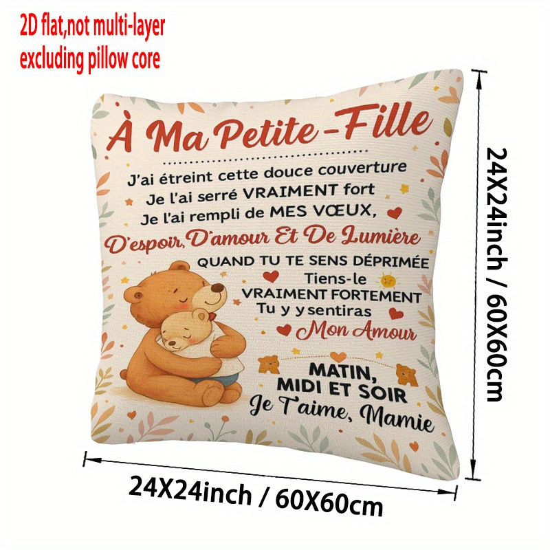TEMU Housse de coussin à impression 2D plate pour des Mères, imprimée des côtés, 20x20 pouces (50x50cm), une étreinte chaleureuse et pour votre