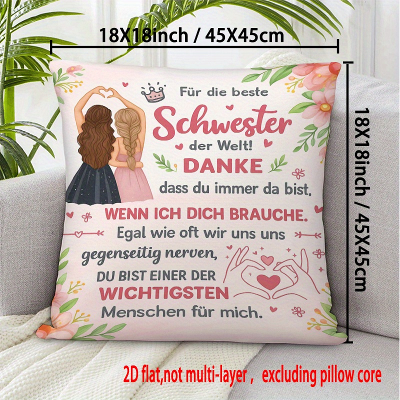 TEMU 2D Flachdruck Kissenbezug Thanksgiving Day Stil Kissenhülle 18x18 Zoll (45x45 cm) Eine Karte, die tiefe Schwesternliebe ausdrückt für Sofas,