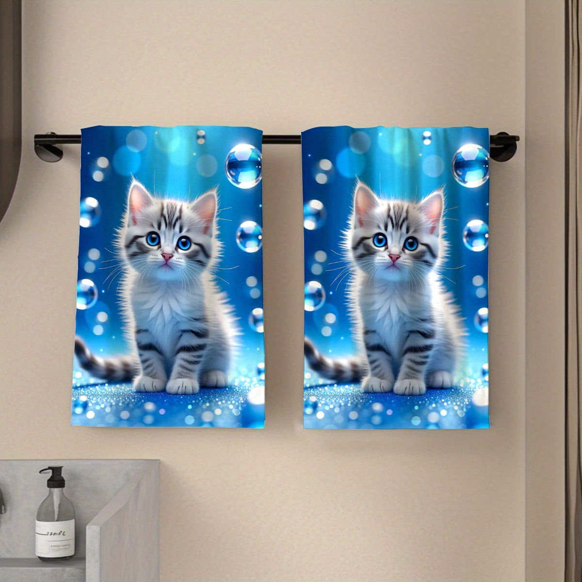 Serviette de plage motif chat de dessin animé douce confortable_voghion.com
