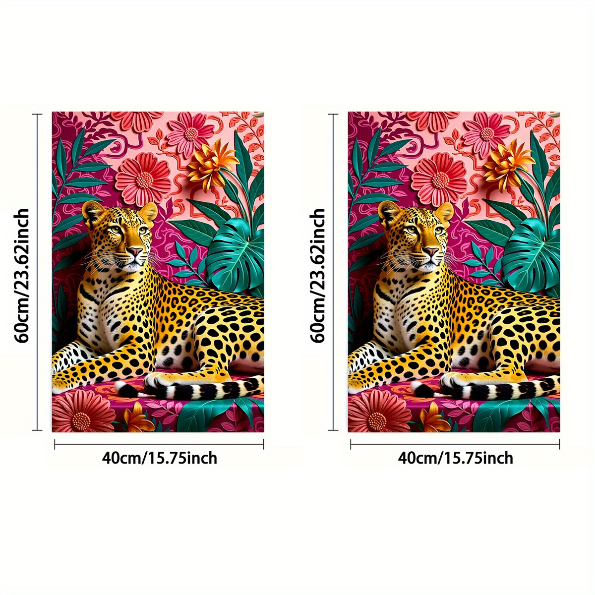 E-shop oder 2 Stk., Handtuch, einseitiger Druck, rechteckig 40 x 60 cm, Papier-geschnittener Leopard 2D-Muster, weich, bequem, langlebig, geruchlos,