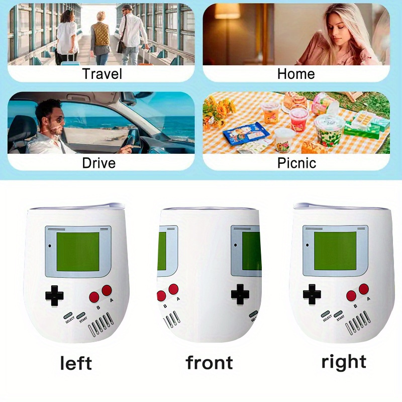 1pc retro gaming stainless steel tumbler 12oz leak proof coffee mug with nes snes controller design button a button start   up   joystick gift for   nostalgic video   5