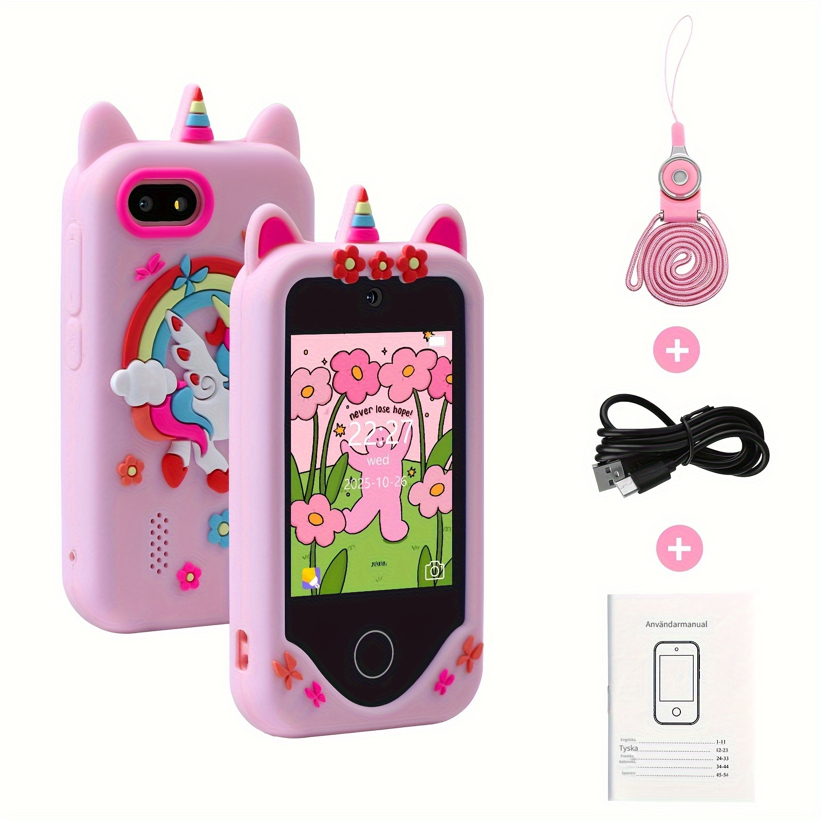 barns smarttelefon, 2,8- touchskärm bärbar lärande mobil rosa med dubbla kameror, spel och mer, utbildningsverktyg för & förskoleinlärning till pojkar och flickor 3- år, halloween-, - och födelsedagspresent, barnvänlig telefon med interaktivt designat utför småbarn - elektronik - Temu