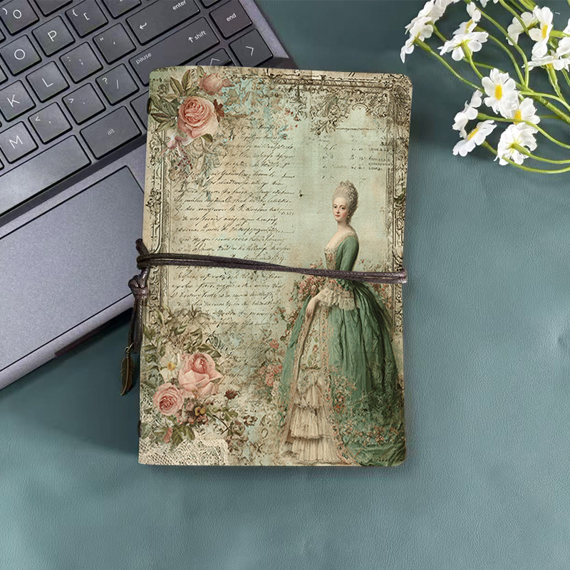 TEMU Carnet Élégant pour Femmes en PU - Journal d'Écriture Vintage pour , les Études & le DIY avec , Couverture Souple Portable, Cadeau Stylé pour