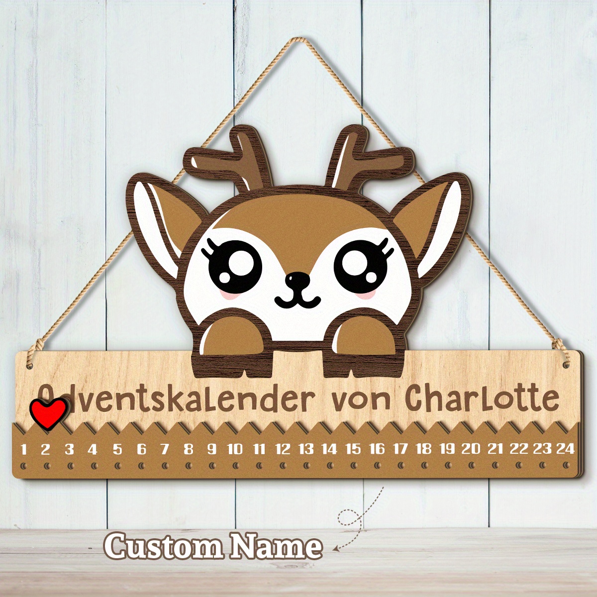TEMU Customizable Name, Double Layer Wooden Board Design, Elk Design, Advent Calendar With Name, Personalized Wooden Advent Calendar, Christmas
