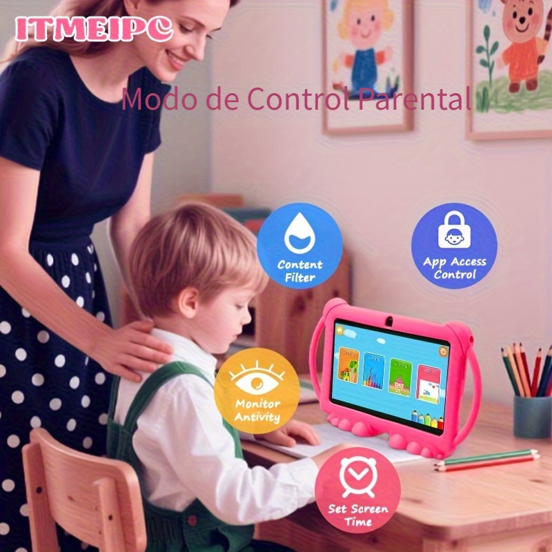 imagen del artículo   2025 tablet educativo de otoño, tablet   14 para niños de 7 pulgadas, 4gb   32gb rom, pantalla con protección  , control parental, aplicaciones educativas, cámara dual,   a prueba de golpes, wifi 2.4g, para entretenimiento y aprendizaje de niños  , tablet, pad