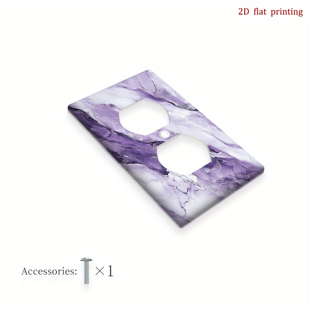 TEMU 1pc [Impression Plate 2D] Couvercle d'interrupteur à motif de texture marbrée lilas et blanc, Plaque murale décorative pour cuisine, salle de