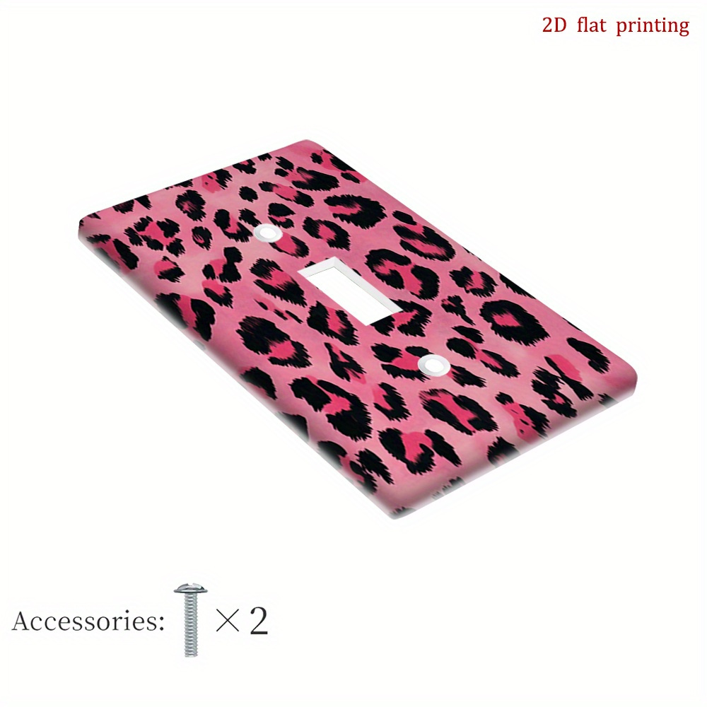 TEMU 1pc [2d Flat Printing] Pink Leopard Print Light Switch Covers, Stylish Decorative Wall Plates With Attractive Designs For Bedroom, Kitchen, And