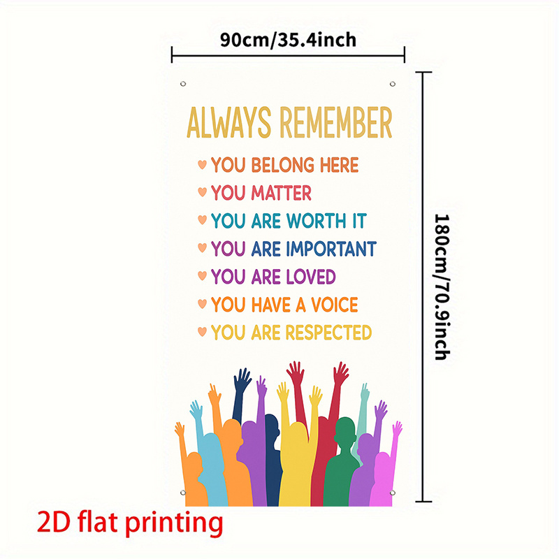 TEMU 2d Flat, 2d Door Banner, 2d Door Banner Positive Energy Door Cover Decoration (35.4 X Inch), Colorful Crowd, Your Hands Banners For Room