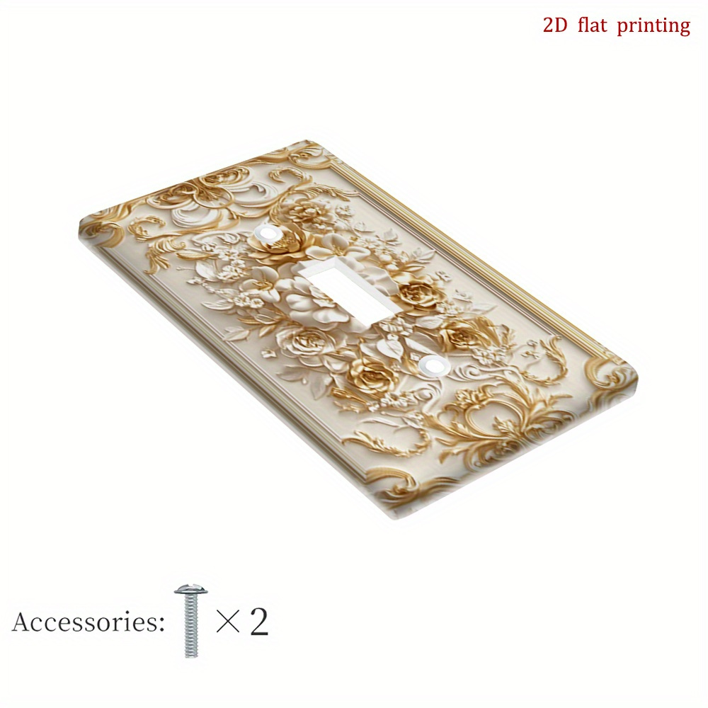 TEMU 1pc Plaque Murale Élégante Rose Compatible pour Décoration d'Intérieur - Cadre Doré Panneau Décoratif , Montage Facile Fils, Adaptée aux Prises