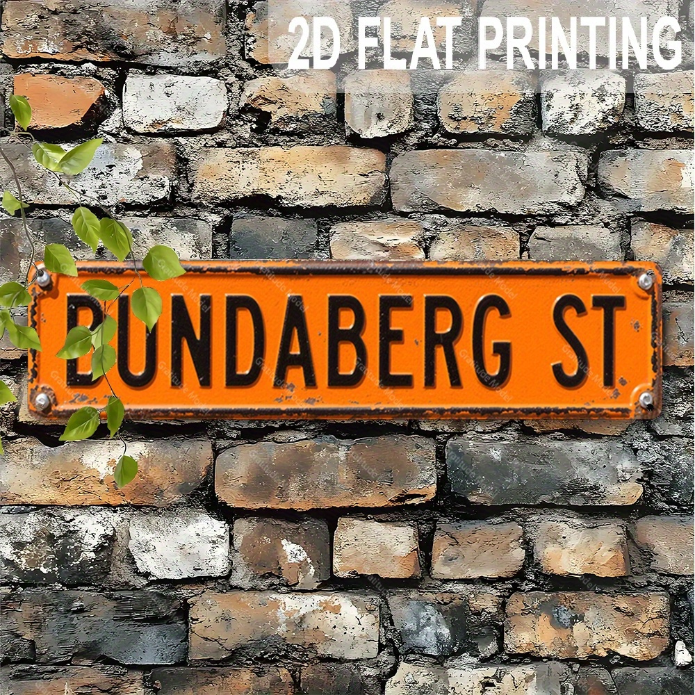 TEMU 2d Flat, 1pc, "bundaberg Street" Durable Wooden Plaque, Suitable For Home, Shop, Men's Cave, Restaurant; Ideal For Christmas, Halloween,