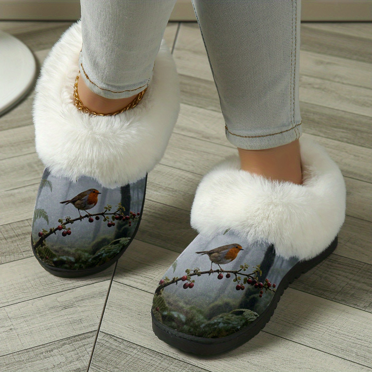 TEMU Women's Slippers - Indoor Quiet Slippers, Home Slippers, Diy Printed, Exquisite Slippers, Winter Warm And Comfortable Slippers, Women's Flat