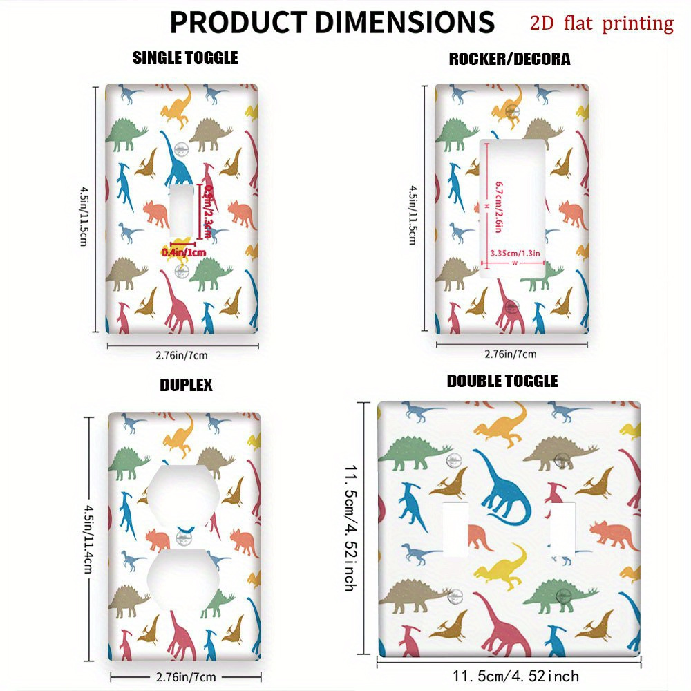 Colorful Dinosaur Pattern Light Switch Cover Kit