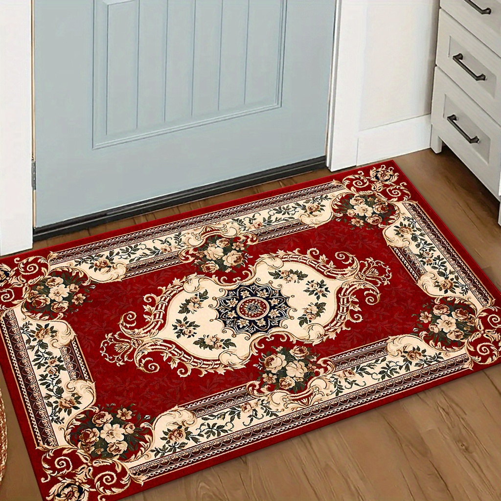 TEMU European Floral Mat Pattern Suitable For Living Room, Bedroom, Entrance, Indoor And Outdoor Use Kitchen Mat Living Room Mat Bedroom Mat