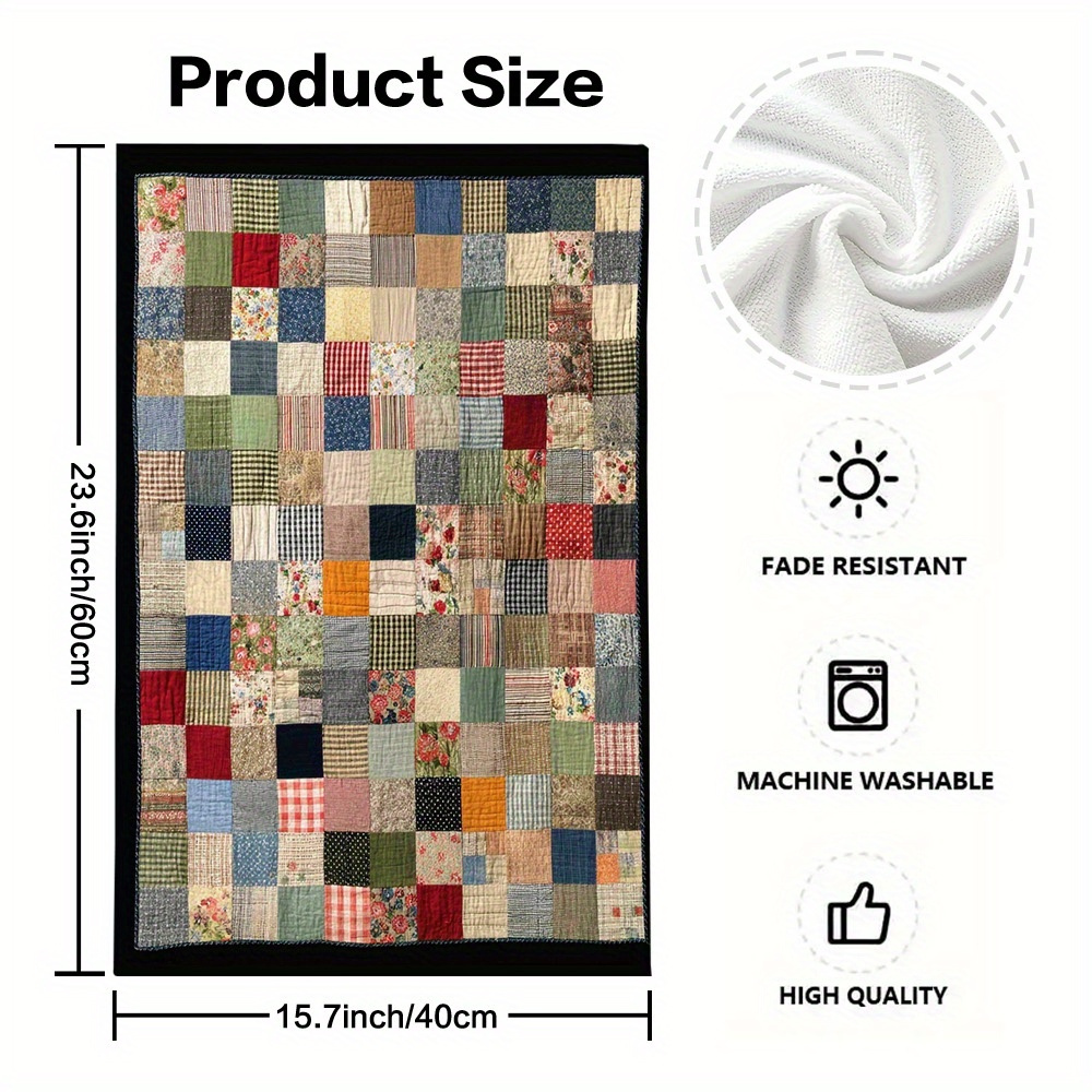 TEMU 2pcs Dish Cloths With Vintage - Reusable, Washable, Super Absorbent Kitchen Cleaning Towels For Home & Rv Use, 23.6x15.7in