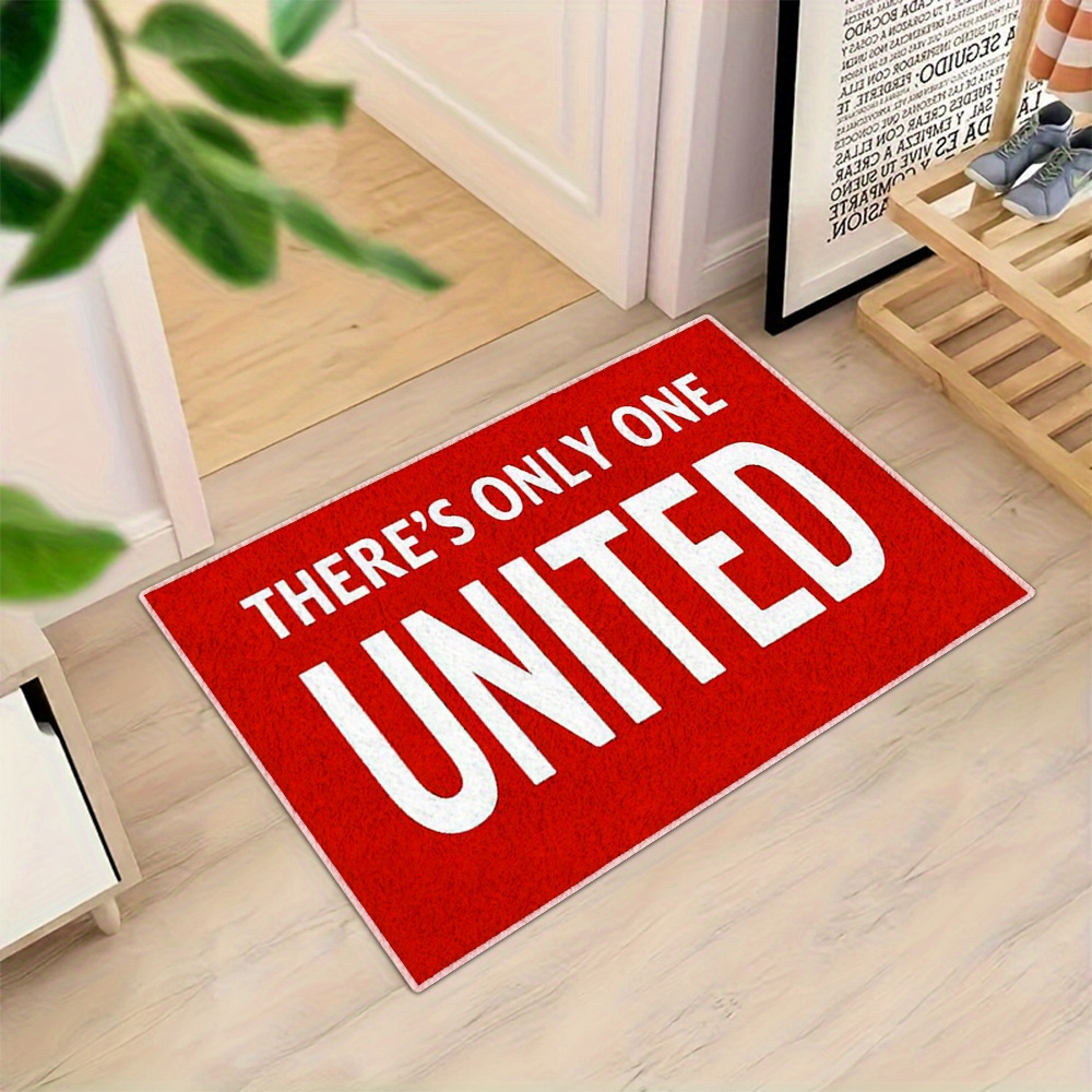 TEMU 850g/mÂ² Velvet   Non-slip Plastic Backing Thickened Extra Large Luxury Mat Red Background Text United Theme Carpet Suitable For Office, Room