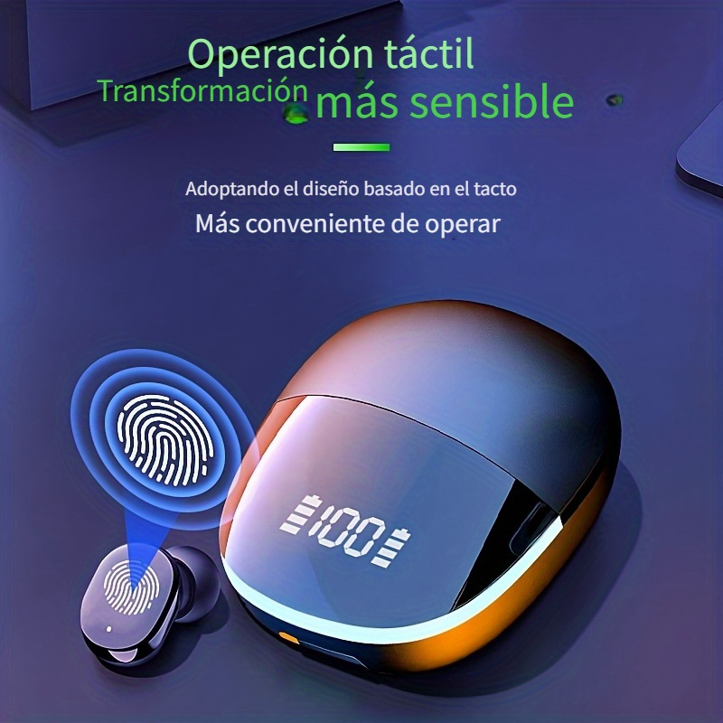 Auriculares Inalámbricos Mejorados de 25 Años | Audífonos Deportivos con Cancelación de Ruido, Audífonos Gaming 5.0, Estéreo con Micrófono, Pantalla LED, Alta Calidad de Sonido, Estéticamente Agradables, Duraderos y de Larga Duración, Diseño Semiabierta, Control Táctil - Imagen 9