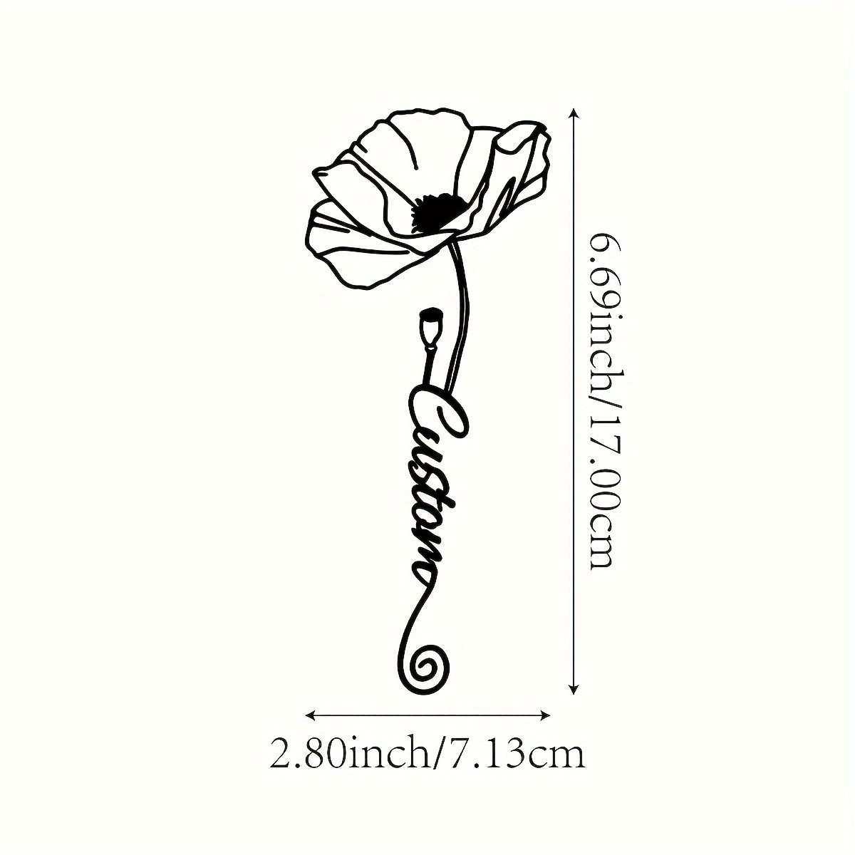 TEMU 1 marque-page coquelicot en métal personnalisé - Gravé avec un nom personnalisé, design élégant de coquelicot noir, marque-page en métal durable