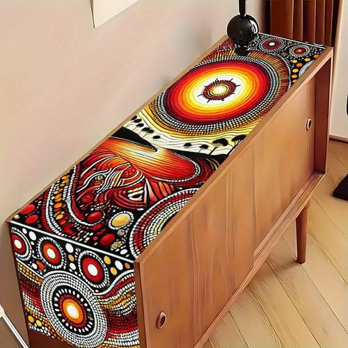 1pc of 2d printed fabric featuring indigenous art a creatively romantic printed table runner in rectangular designs of 13x48 13x72 13x90 inches suitable for festive dining and parties made of polyester home decor