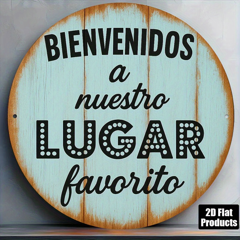 TEMU Letrero de Bienvenida 2D , 1 pieza, Adecuado para Decoración Francés Español - Placa de Pared Vintage " a " 20.32X20.32 Cm, Placa Decorativa