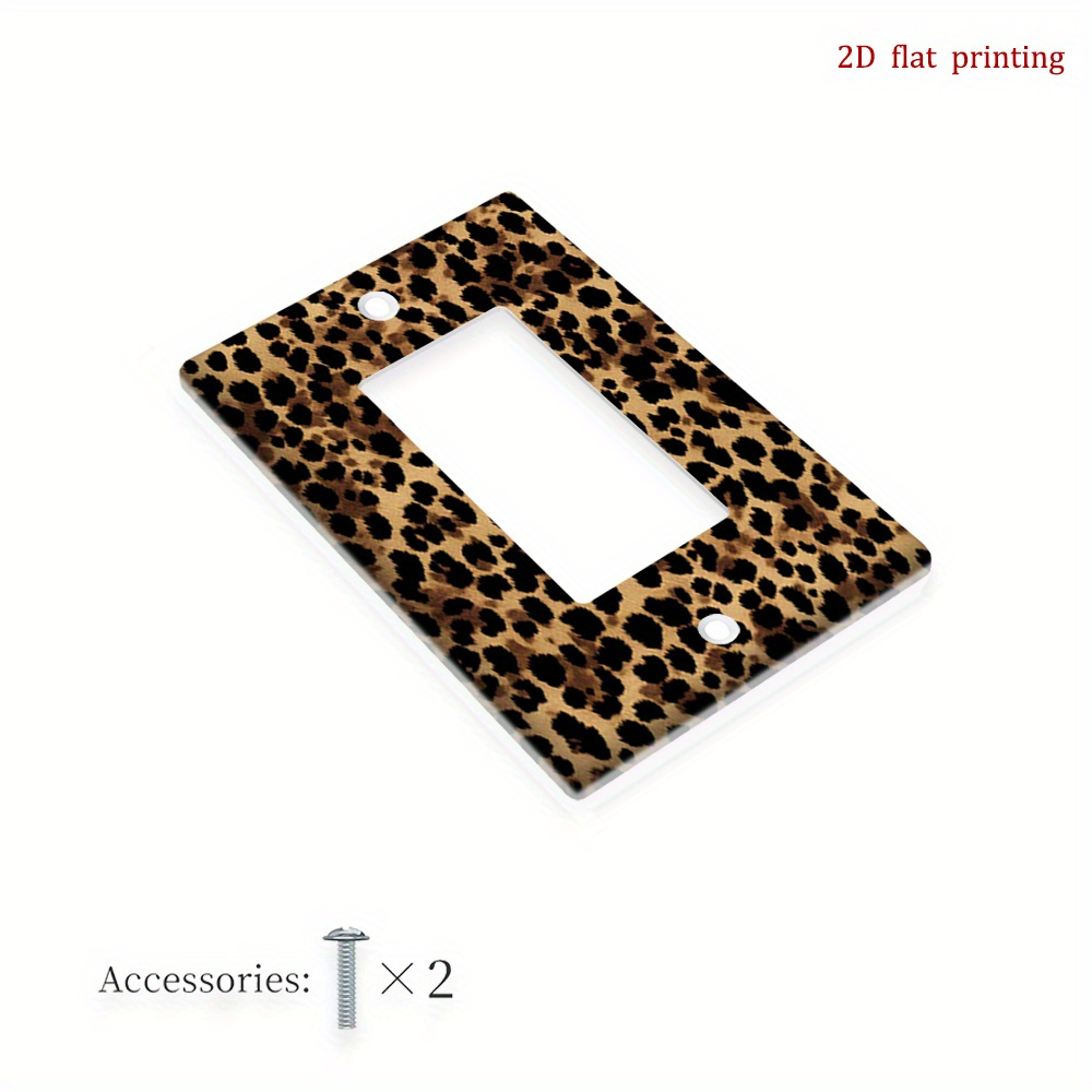 TEMU 1pc 2d Flat Printing Classic Leopard Print Pattern Decorative Light Switch And Outlet Cover,no Wiring Needed, , Elegant Design For Bedrooms,