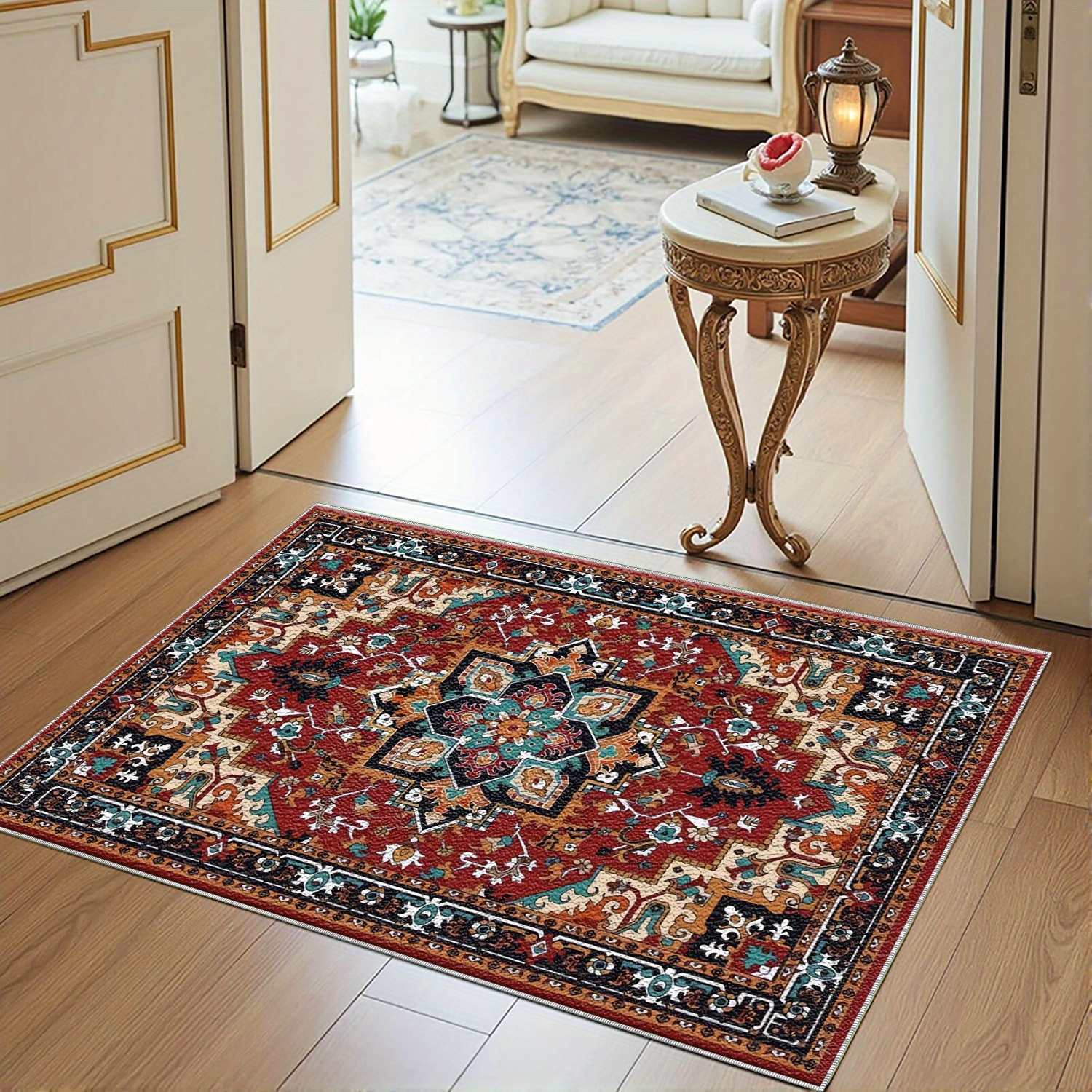 TEMU 1pc Ethnic Pattern Front Door Mat Practical Welcome Mat For Indoor Entrance Carpet Bedside Bathroom Mat Small Floor Mat Suitable For Spring,