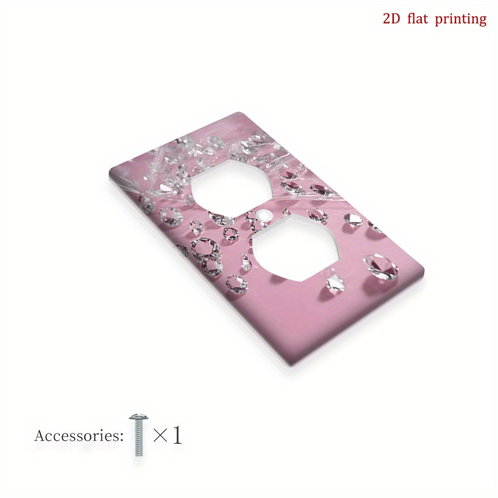 TEMU 1pc 2d Flat Printing Crystal Gems On Pink Surface Cover Plate,, For Bedroom,bathroom,living Room, 2d Flat