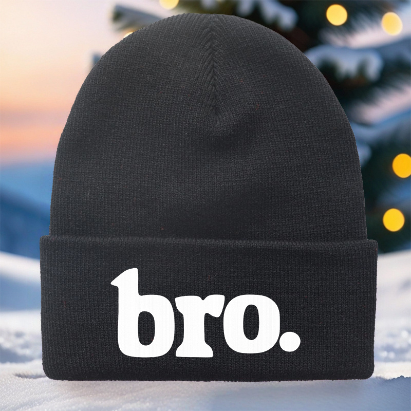 TEMU Cappello Beanie con Stampa Bro, 1 pz - e Caldo Invernale a Tema Bro, Unisex per , Regalo Natalizio Casual, Accessorio Streetwear (Lavabile a ) -