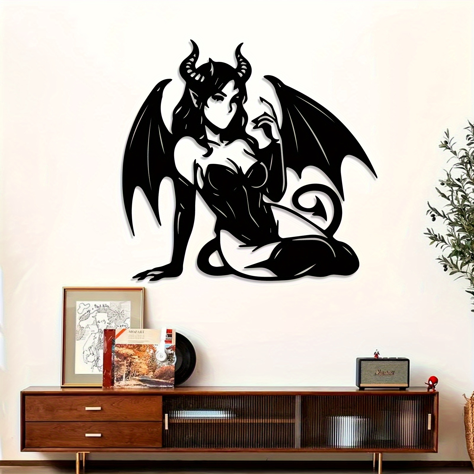 1pc Gothic Succubus Metal Wall Art - Winged Woman Sculpture with Intricate Design, Dark Fantasy Decor for Home or Office, Unique Christmas Gift Idea, Gothic Home Decor | Sleek Metallic Finish | Detailed Craftsmanship, Gothic Decor, Holiday Shoppers