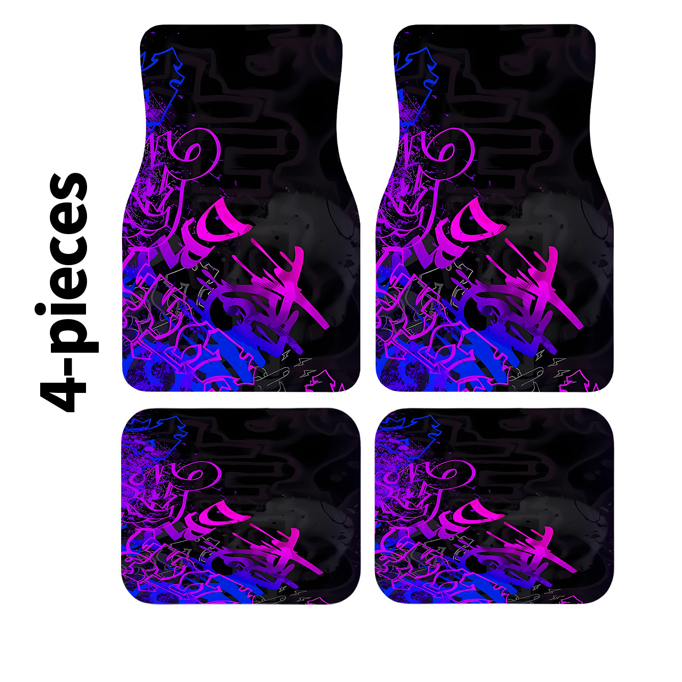 TEMU Colorful Graffiti-style Car Floor Mats, Set Of 4, Suitable For Vehicle Models, Perfect For , Stylish And Easy, And Clean, An Ideal Gift
