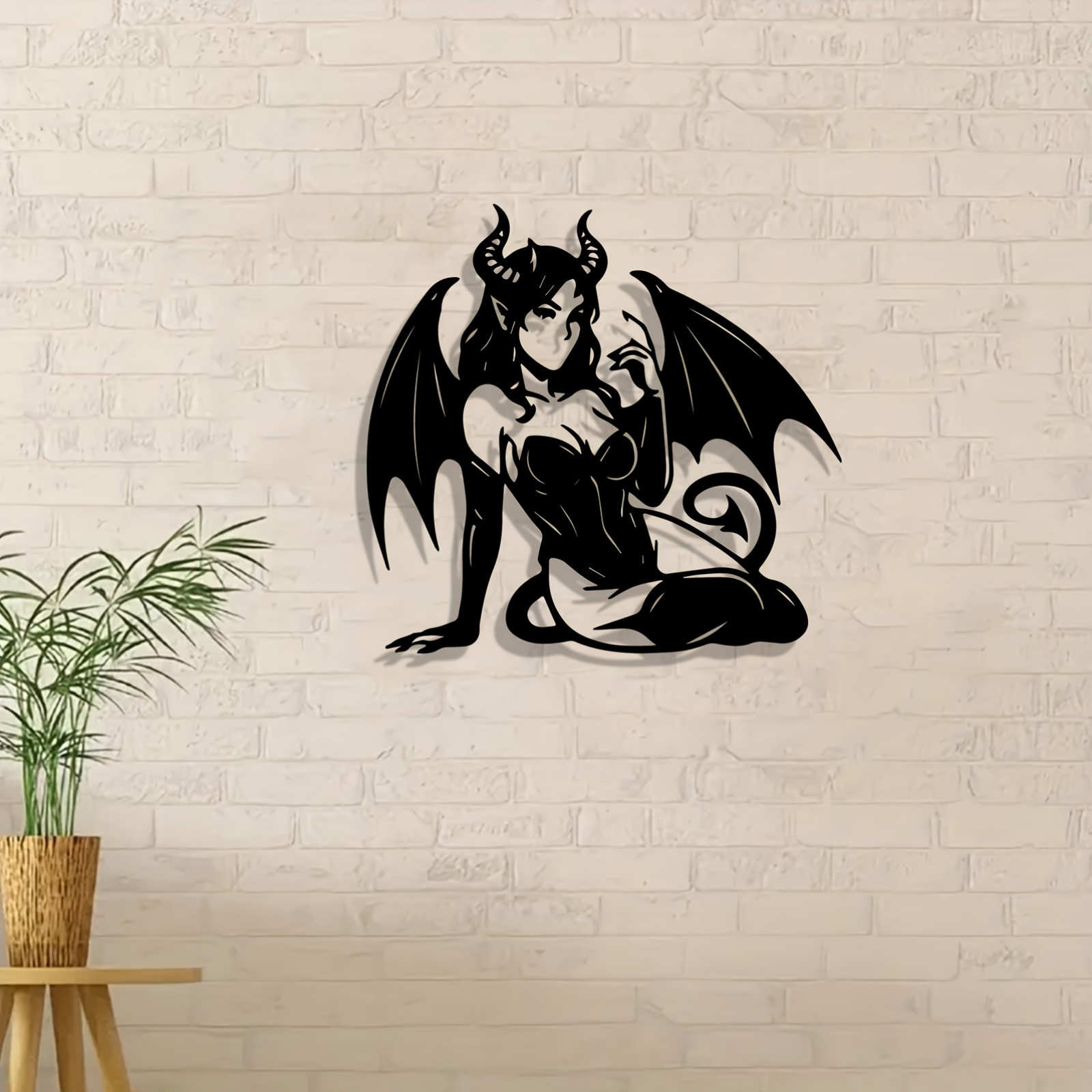 1pc Gothic Succubus Metal Wall Art - Winged Woman Sculpture with Intricate Design, Dark Fantasy Decor for Home or Office, Unique Christmas Gift Idea, Gothic Home Decor | Sleek Metallic Finish | Detailed Craftsmanship, Gothic Decor, Holiday Shoppers