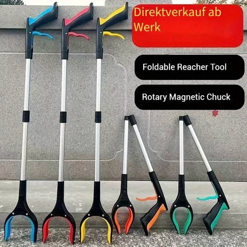 360-grad-drehbarer -müllgreifer, professionelles, verlängertes greifwerkzeug, faltbares magnetisches greifgerät - robuste krallen, für senioren, müll- und schmutzentsorgung, keine batterien erforderlich