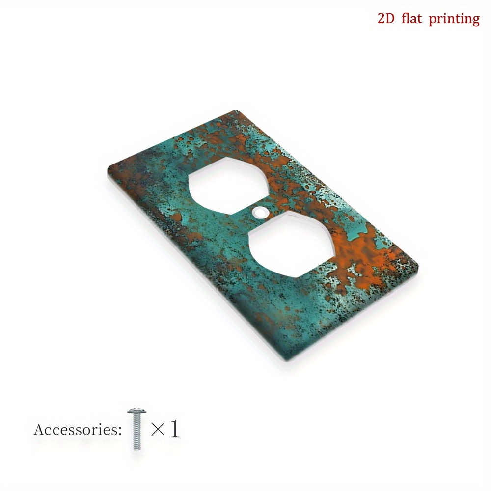 TEMU 1pc Vintage Turquoise & Rusty Copper Switch Plate Cover - Single/double Light Switch & Outlet Cover, -on/ Installation For Bathroom, Bedroom,